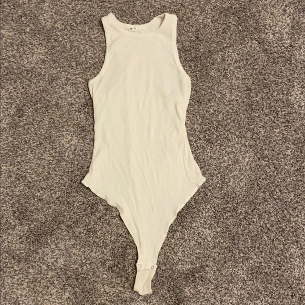 White Ribbed Body Suit